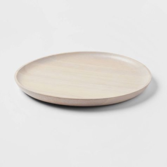 NWT Threshold 12”W Whitewashed Rubberwood Round Serve Tray - Picture 4 of 8